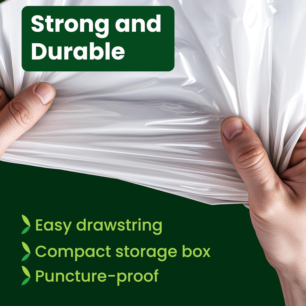 Large Trash Bag 13 Gallon Tall Drawstring 100% Post-Consumer Recycled Garbage Bag Waste Bag for Kitchen Office (80 Count, 0.6 Mil)