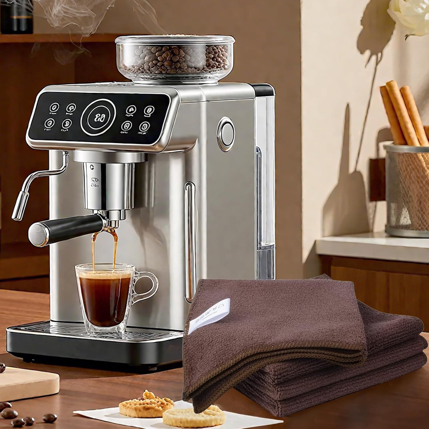 KinHwa Microfiber Dish Cloths for Washing Dishes Ultra Absorbent Dish Rags Fast Drying Kitchen Wash Clothes 12inch x 12inch 10 Pack Brown