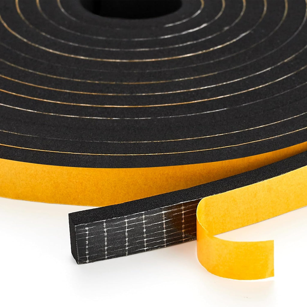 10 Feet Weather Stripping Door Seal, 1" Wide X 1/16" Thick Door Seal Strip High Density Foam Tape Adhesive Strip for Door Soundproofing,Window Insulation (1" x 1/16" x 10FT,Black)