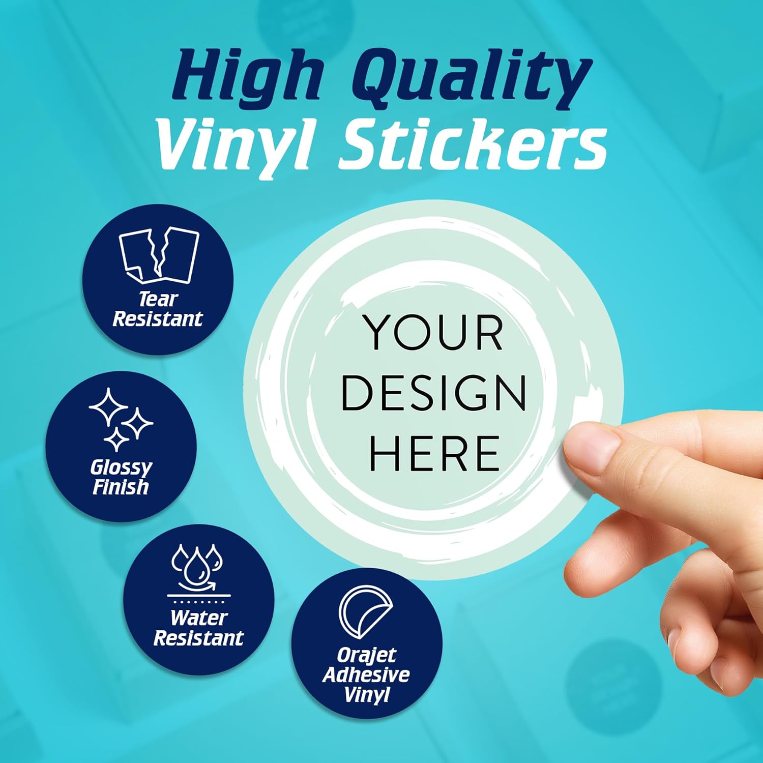 100 Custom Vinyl Stickers - Upload Your own Image, Text, Design, Logo - Personalized Logo Labels for Handmade, Packaging, Bottle, Jars, Candle, Brand Stickers (Mint, 4x4)