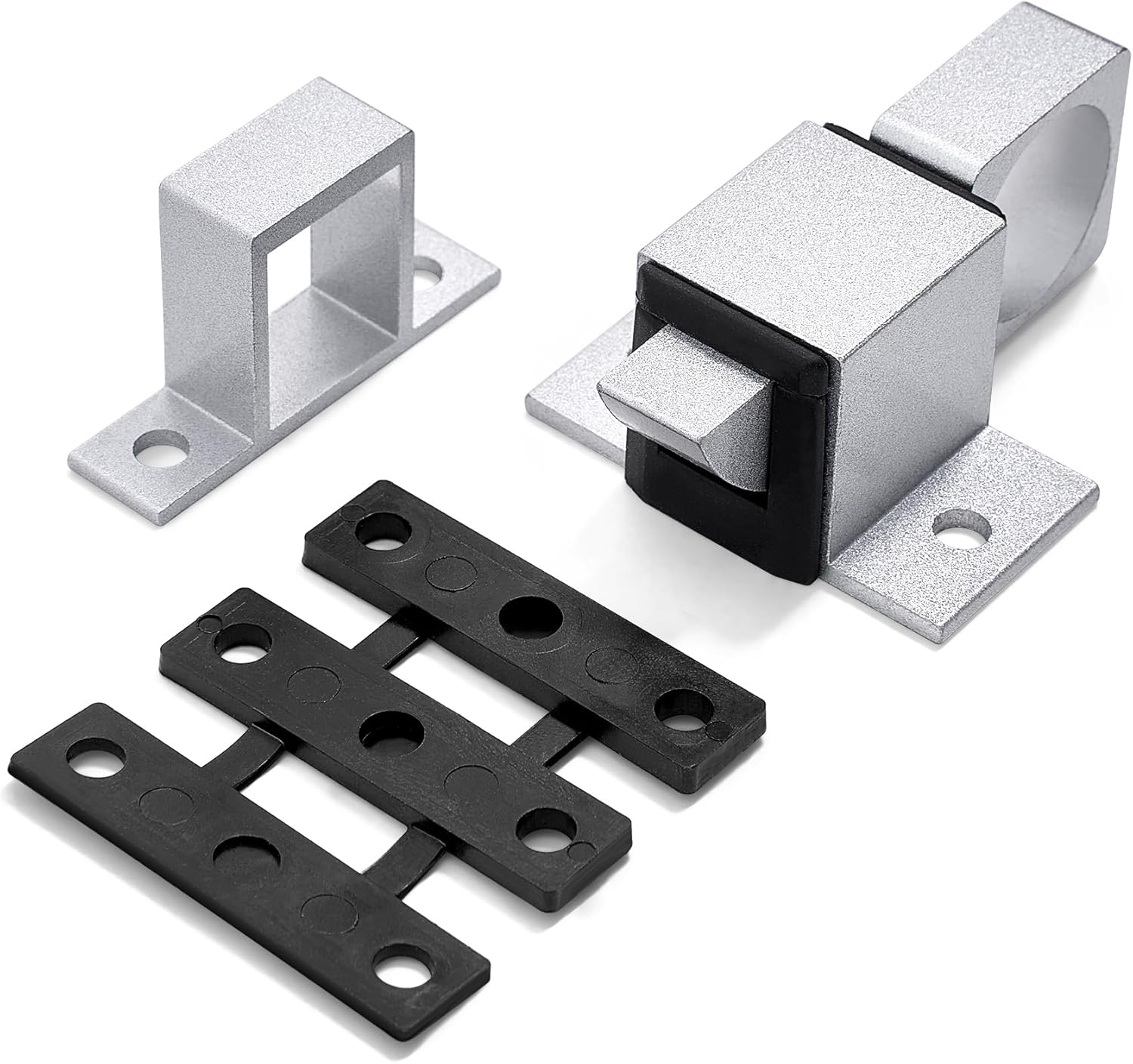 2 Packs Self-Closing Gate Latches, Silver Spring Door Lock, Aluminum Alloy Security Latch for Windows, Cabinets & Gates