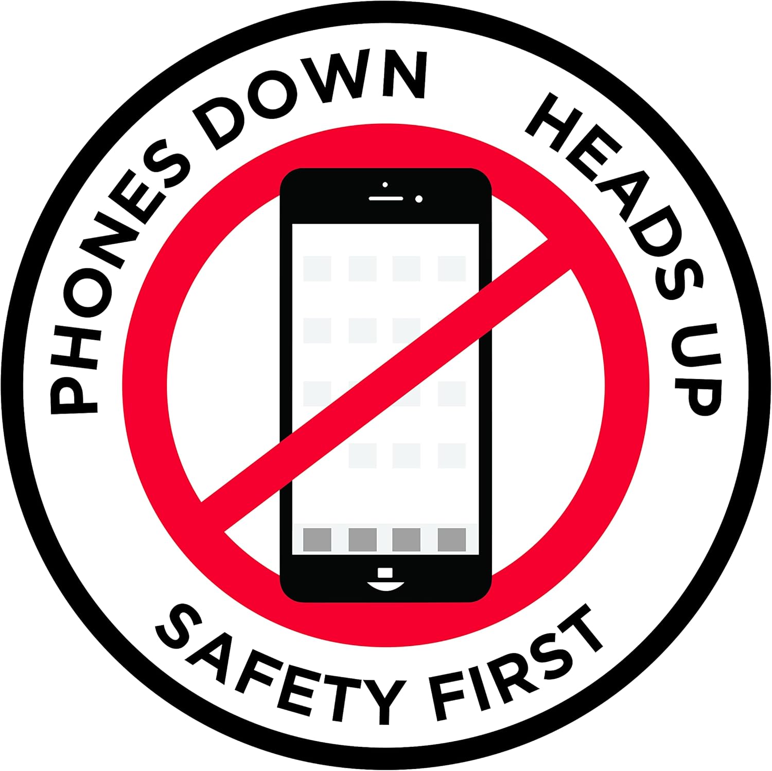 "Phones Down Heads Up" Safety Sign - Laminated Adhesive Floor Signs by Graphical Warehouse (30)