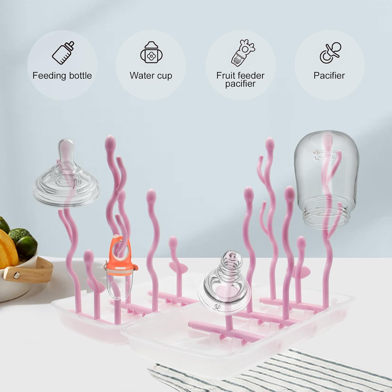 Travel Baby Bottle Drying Rack,Foldable Portable Bottle Drying Rack,Holds Up to 12 Baby Bottles,Suitable for Baby Travel,Indoor Kitchen,Living Room