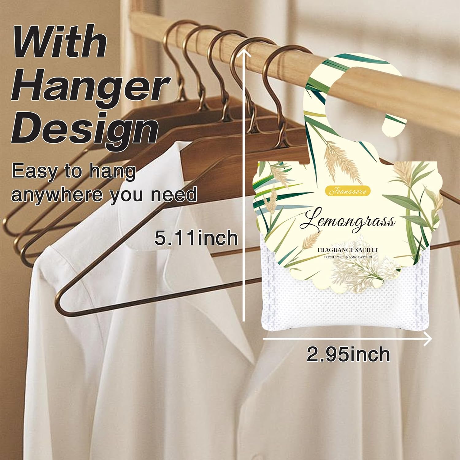 15 Packs Lemongrass Scented Sachets Bag for Drawers and Closets, Air Freshener for Home Fragrance Sachet, Long-Lasting Hanging Closet Deodorizer Smell Goods for House