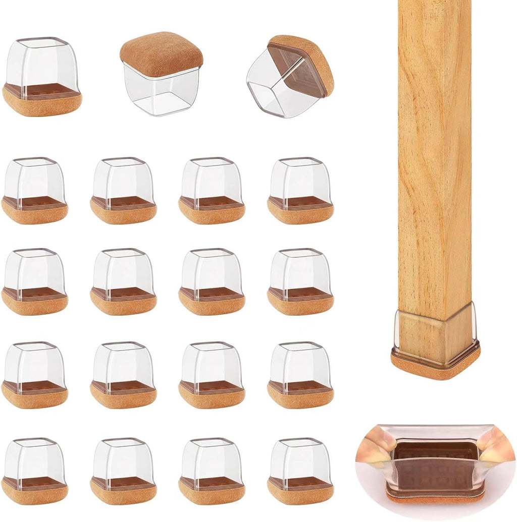 16 Pcs Small Square Chair Leg Protectors for Hardwood Floors, Silicone Chair Leg Floor Protectors, High Elastic Chair Leg Covers Protect Wooden Floors from Scratching, Won't Tear (Fit: 3/5" - 7/10'')