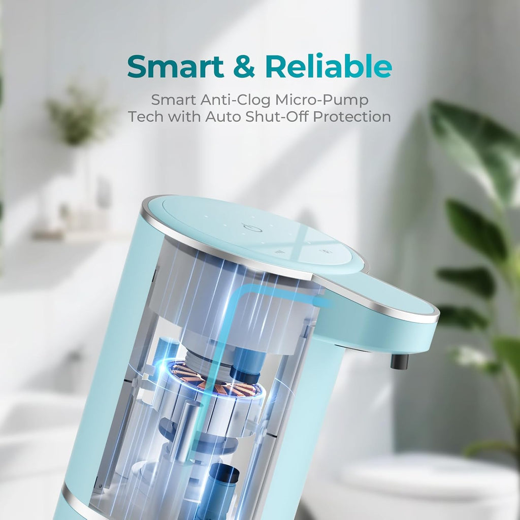 Seafoam Automatic Foaming Soap Dispenser - Touchless Hand Sensor, 4 Foam Settings, USB-C 1200mAh Large Capacity Rechargeable, Modern Design for Bathroom & Kitchen