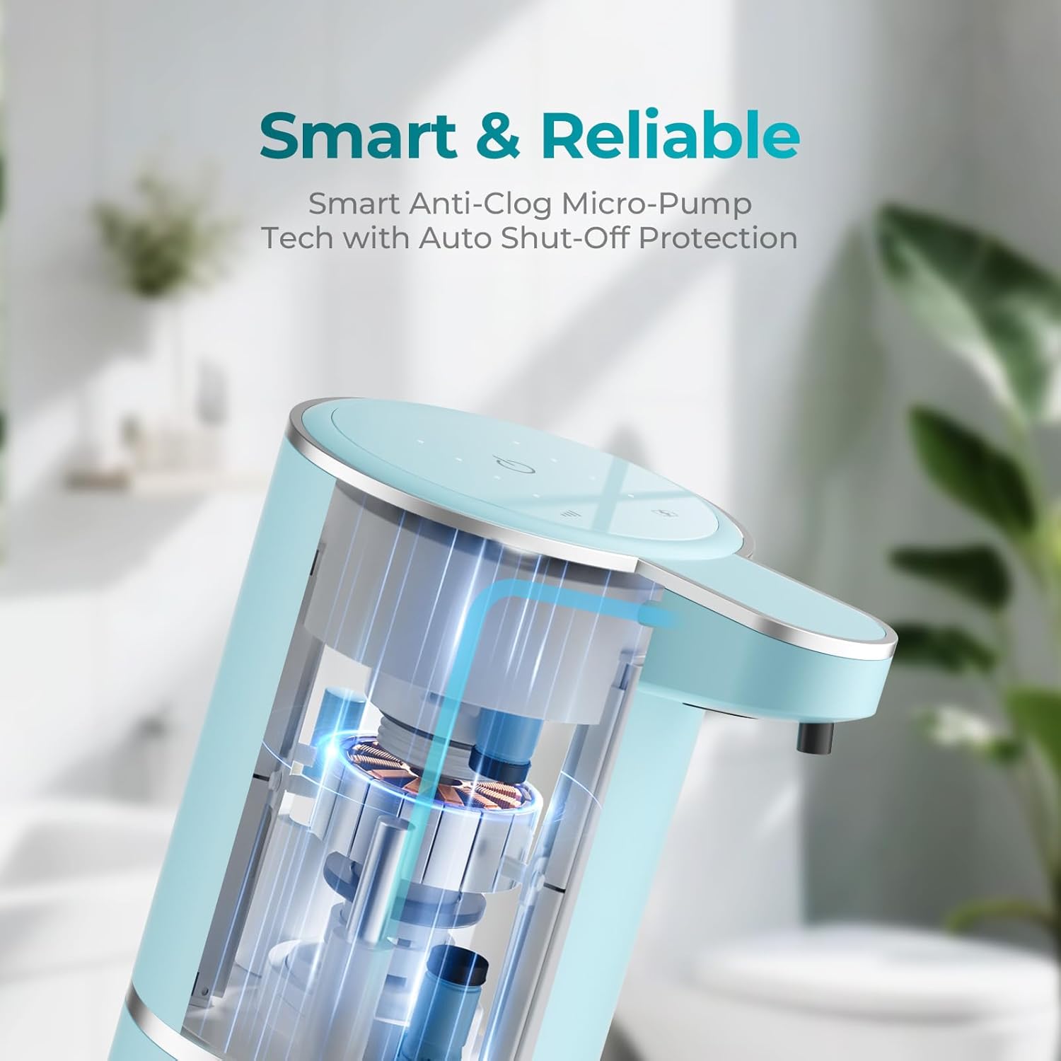 Seafoam Automatic Foaming Soap Dispenser - Touchless Hand Sensor, 4 Foam Settings, USB-C 1200mAh Large Capacity Rechargeable, Modern Design for Bathroom & Kitchen