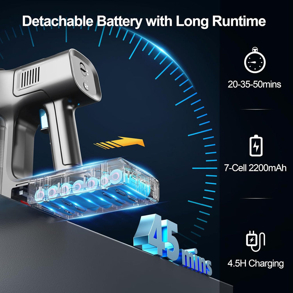 DEVOAC S11 Cordless Vacuum Cleaner, 50Kpa 50 Mins Vacuum Cleaners for Home,8 in 1 Lightweight Stick Vacuum with Self-Standing, Powerful Rechargeable Vacuum for Carpets, Pet Hair, Hardwood Floors