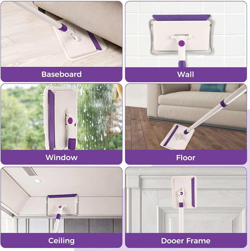 4 Mop Pads Refill for wlich Baseboard Cleaner(2 Chenille Pads+2 Microfiber Pads),Baseboard Cleaner Pad Refills for Ceiling, Wall, Floor and Baseboard Cleaning