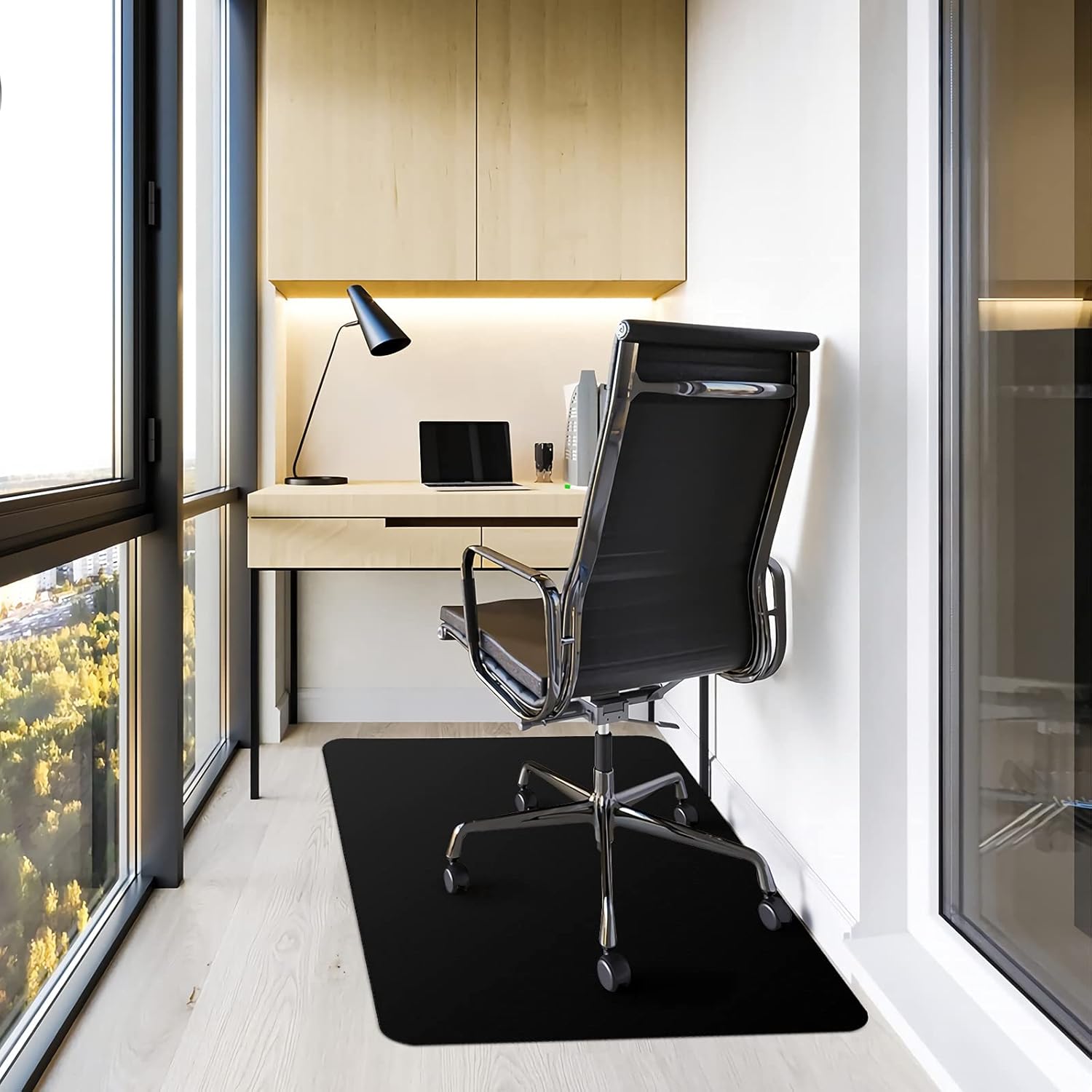 Kuyal Chair mat for Hardwood Floor 36 x 48 inches Rectangle Floor Mats Wood/Tile Protection Mat for Office & Home, Black