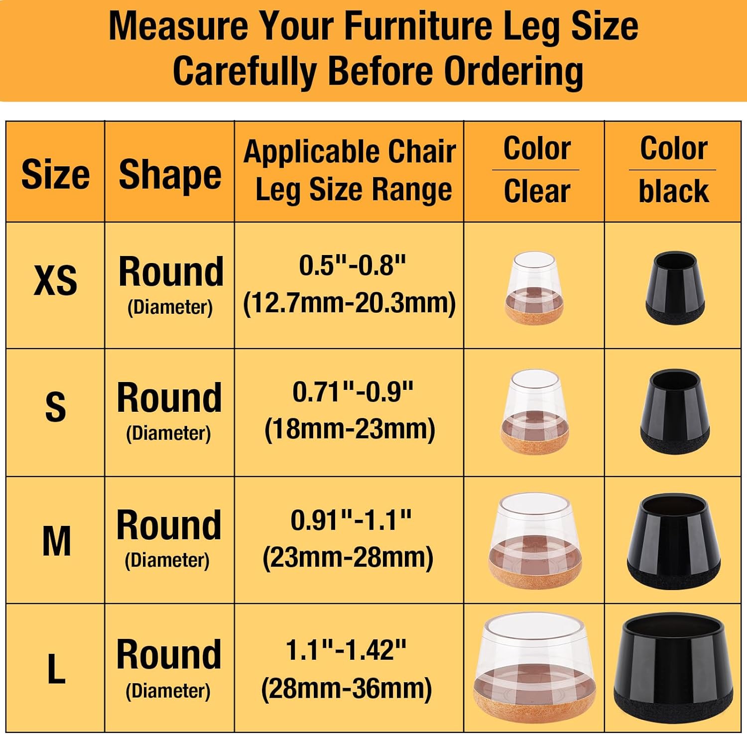 16 Pcs New Chair Leg Floor Protectors, Silicone Chair Leg Protectors for Hardwood Floors, Floor Protectors for Chairs, Chair Leg Caps Protect Wooden Floors from Scratching, Won't Tear