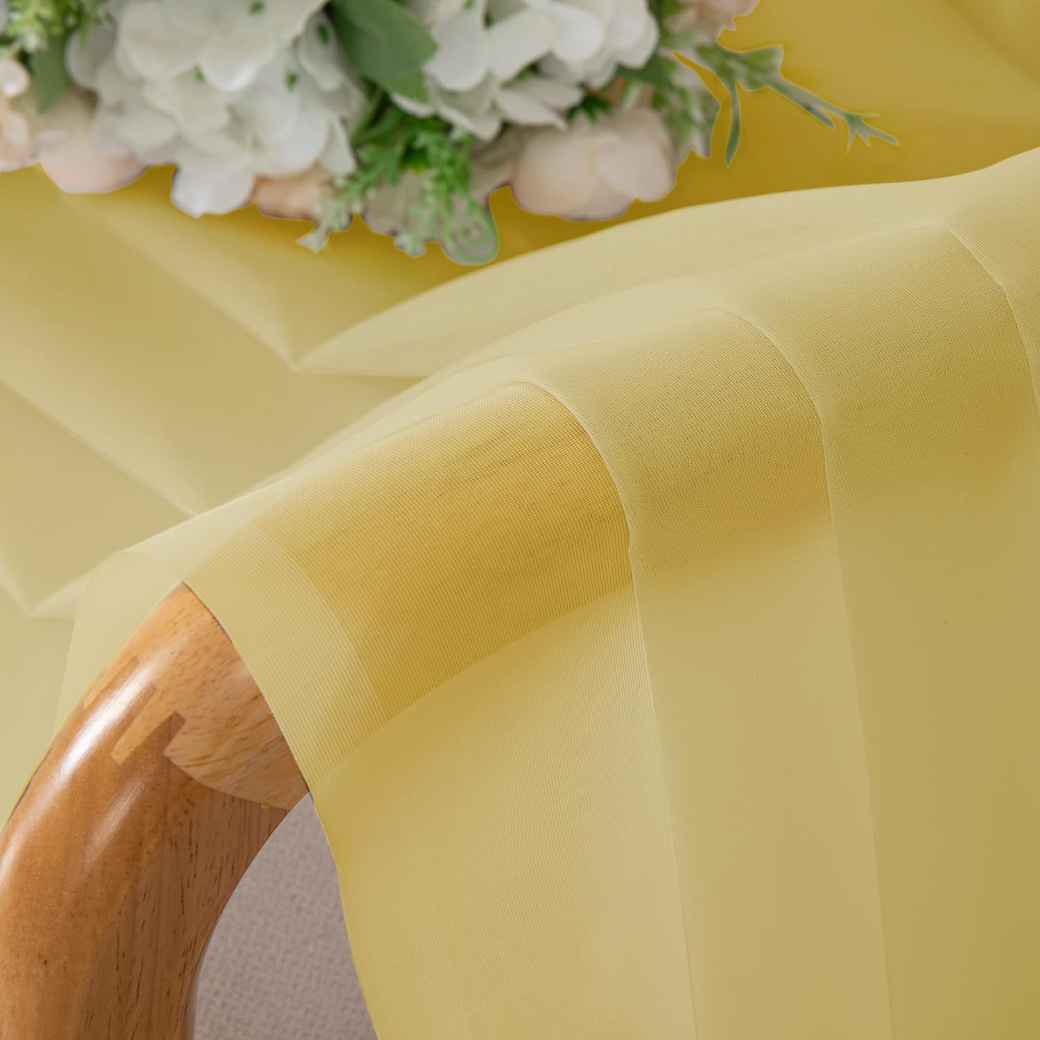 Chyhomenyc Yellow Sheer Curtains 72 Inch Length 2 Panels, Light Filtering Soft Airy Rod Pocket Voile Window Curtain Drapes for French Door Bedroom Living Room, Each 42Wx72L Inches