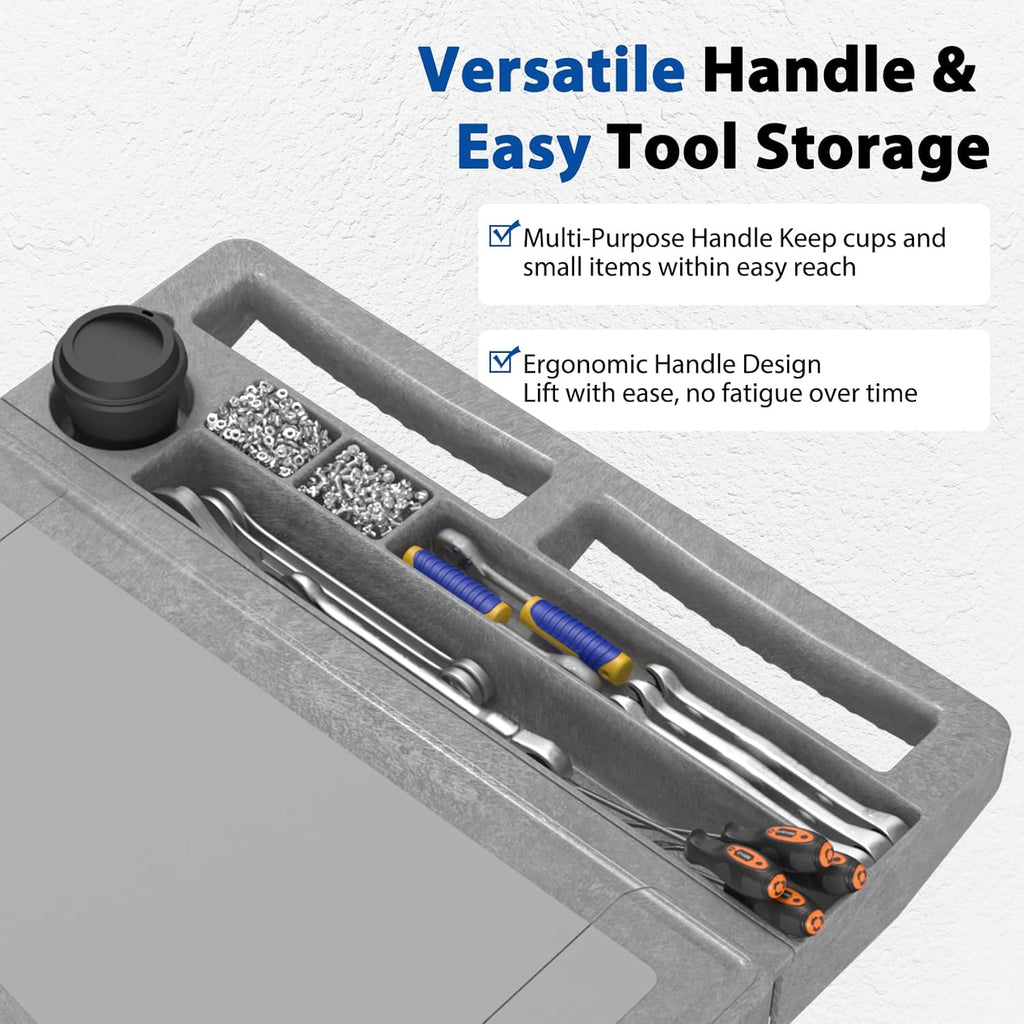 Large Garage Flat Top Utility Cart, Heavy Duty 2 Shelf Tool Cart Service Cart Rolling Push Carts with Ergonomic Handle 5" Swivel Casters.