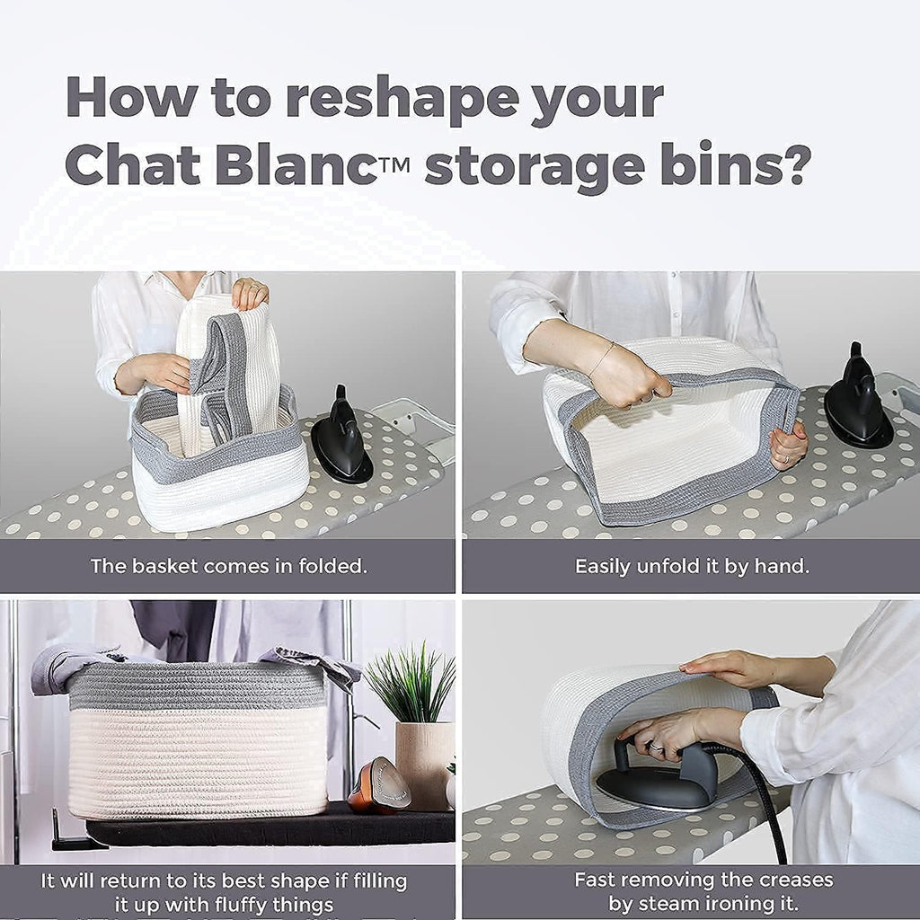 CHAT BLANC Rainbow Cotton Rope Baskets for Organizing | Storage Baskets for Shelves | Rainbow Rope Basket for Storage, Small Laundry Baskets, Woven Baskets for Storage, Dog Toy Bin, Baby Basket, 3Pack