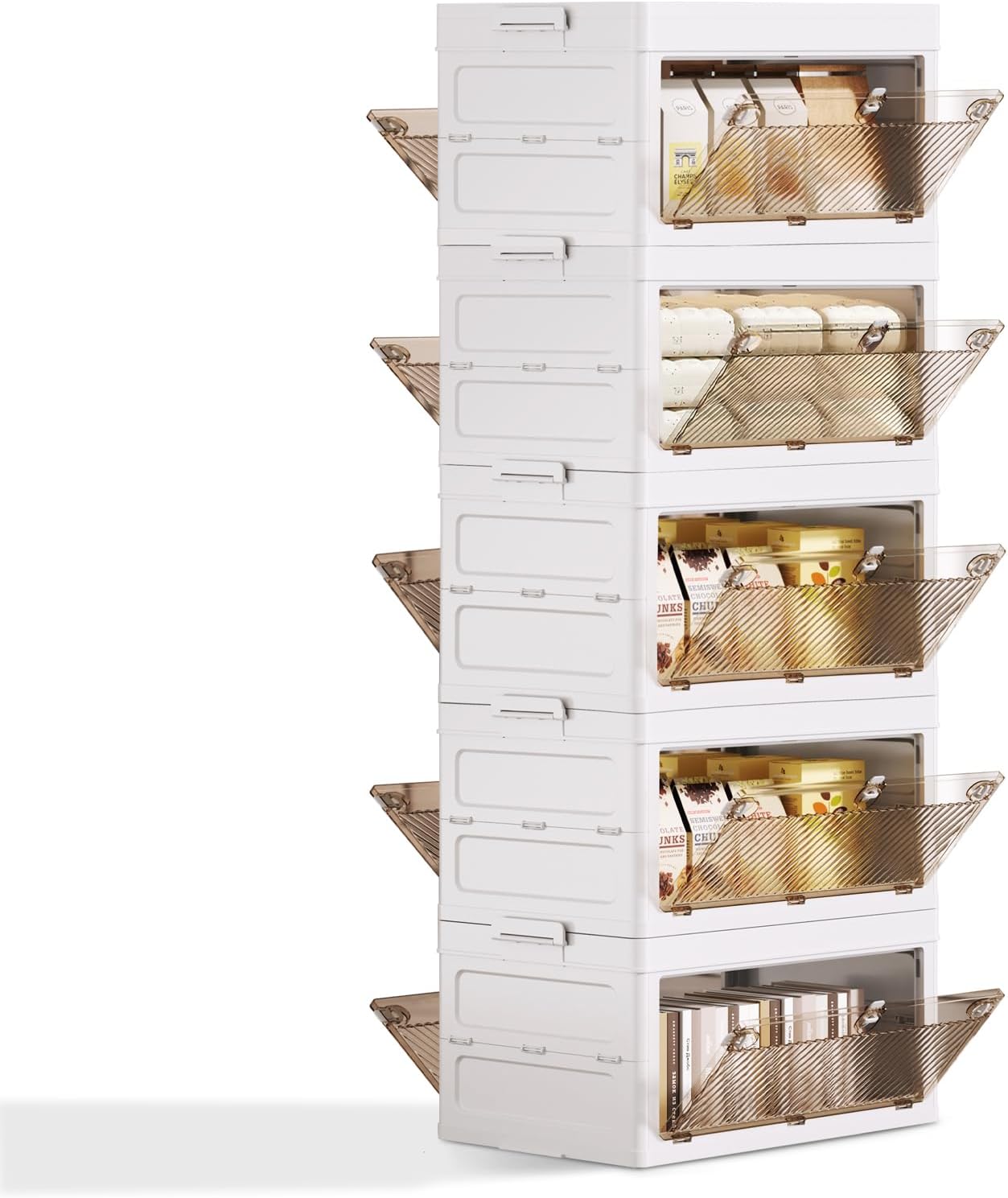 QudraKast 5-Tier Stackable Plastic Storage Bins - 23QT Stackable Storage Bins - Closet Organization and Storage, Suitable for Bedroom, Organization and Storage Boxes for Study, Toy Room, Office