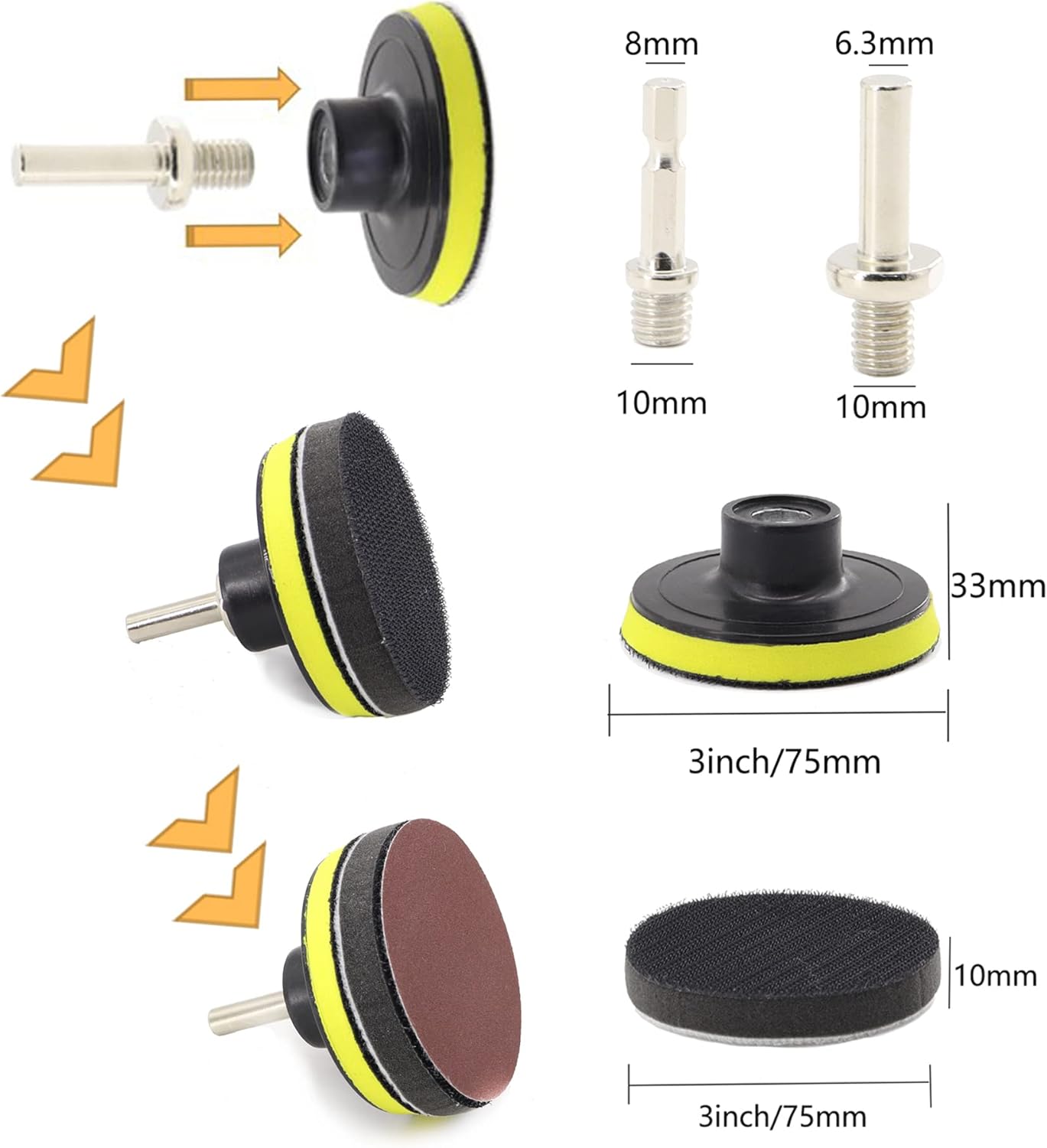 104PCS Car Headlight Restoration Kit - 3Inch Sanding Discs, Wool & Sponge Buffing Pads, Interface Pad for Car Washing, Cleaning, Waxing