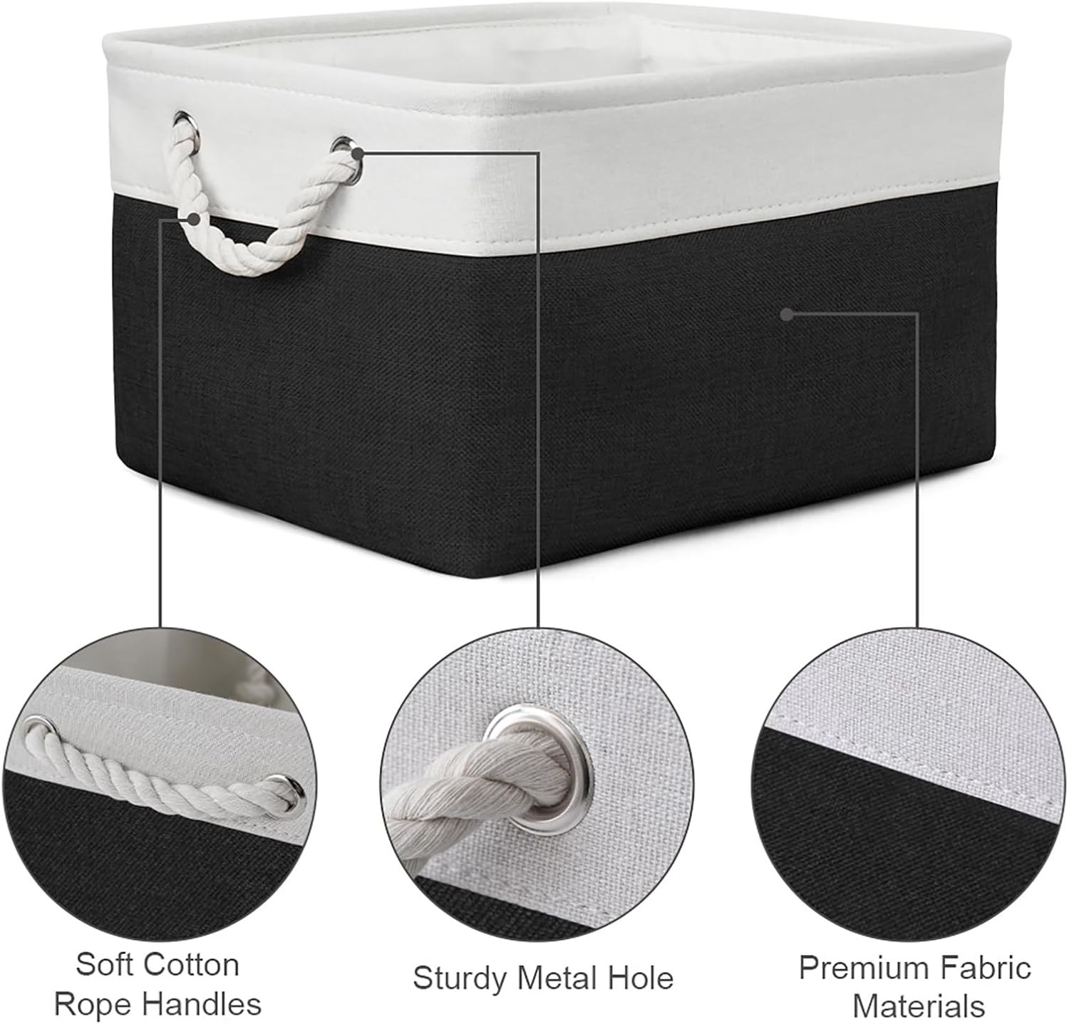 TheWarmHome Storage Bins for Shelves - 1 Pack 15.7x11.8x8.3 inch Canvas Storage Basket for Organizing Cubes Gift Dog Cloth Toy (White & Black)