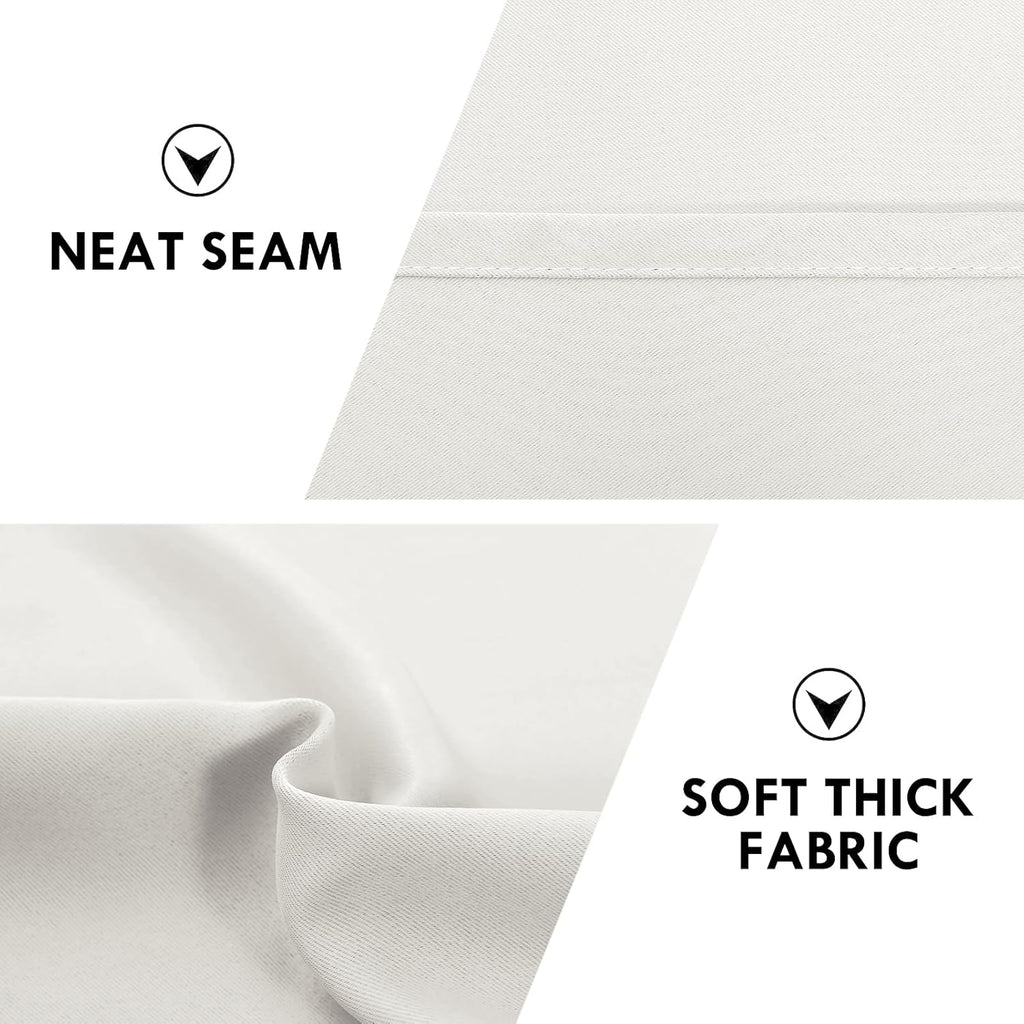 DWCN Blackout Curtains Thermal Insulated, Energy Saving & Noise Reducing Bedroom and Living Room Curtains, Ivory, W 42x L 63 Inch, Set of 2 Rod Pocket Curtain Panels