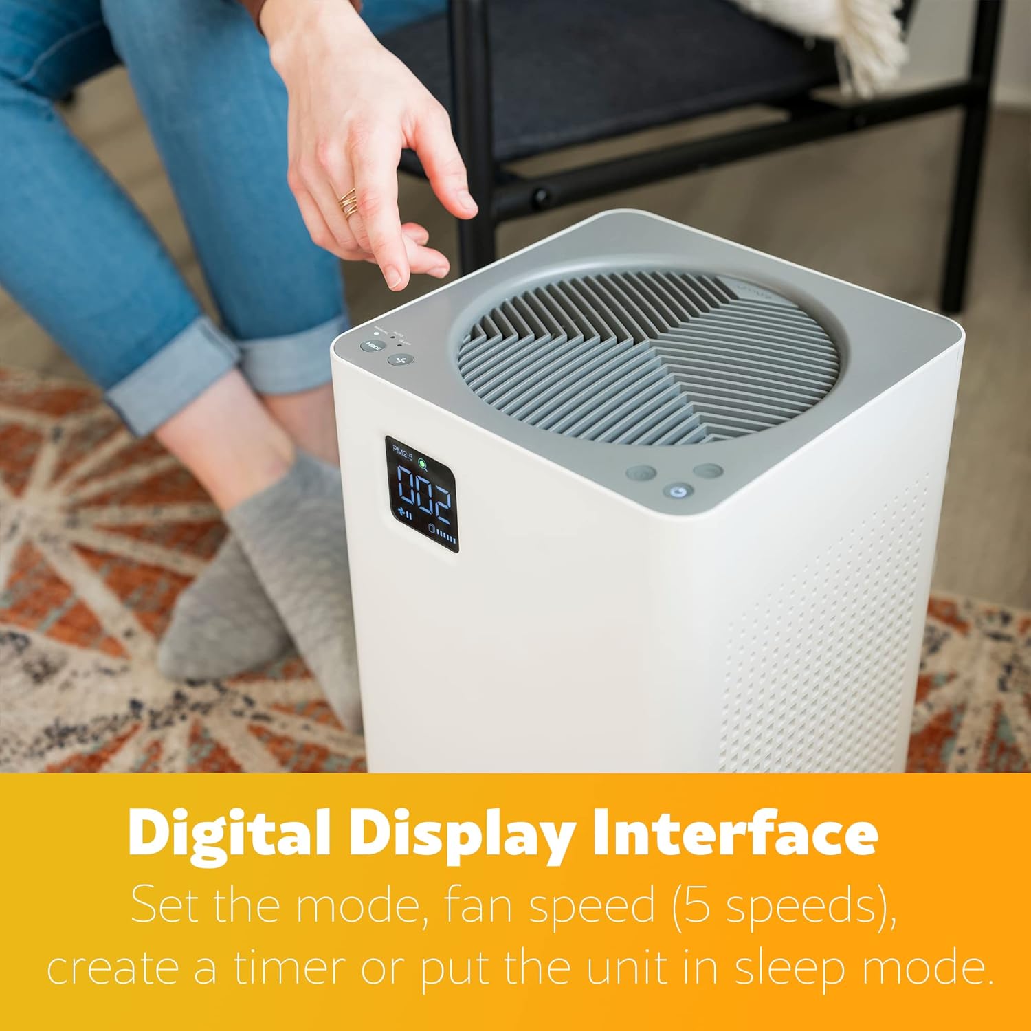 Kenmore PM2010 Air Purifiers with H13 True HEPA Filter, Covers Up to 1200 Sq.Foot, 24db SilentClean 3-Stage HEPA Filtration System, 5 Speeds for Home Large Room, Kitchens & Bedroom, PM2010