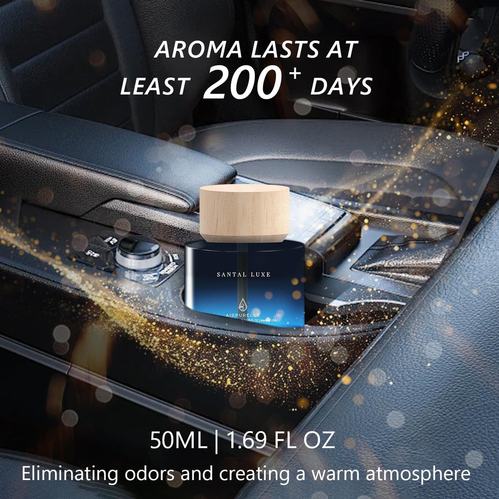 Car Air Freshener for Men & Women – Long-Lasting Spicy Sandalwood Essential Oil Diffuser for Car Cup Holder – 50ML (1.7 FL OZ) Car Scent Diffuser, Inspired by Perfume – Made in USA
