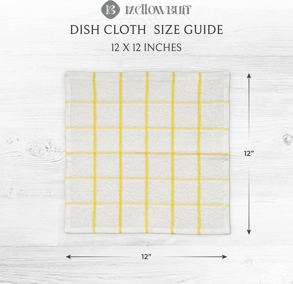 100% Cotton Terry Dish Cloth & Dish Towel, 6 Pack, Super Soft and Absorbent Kitchen Towels, Perfect for Kitchen Cleaning and Dish Washing (Yellow (DT and DC Combo))