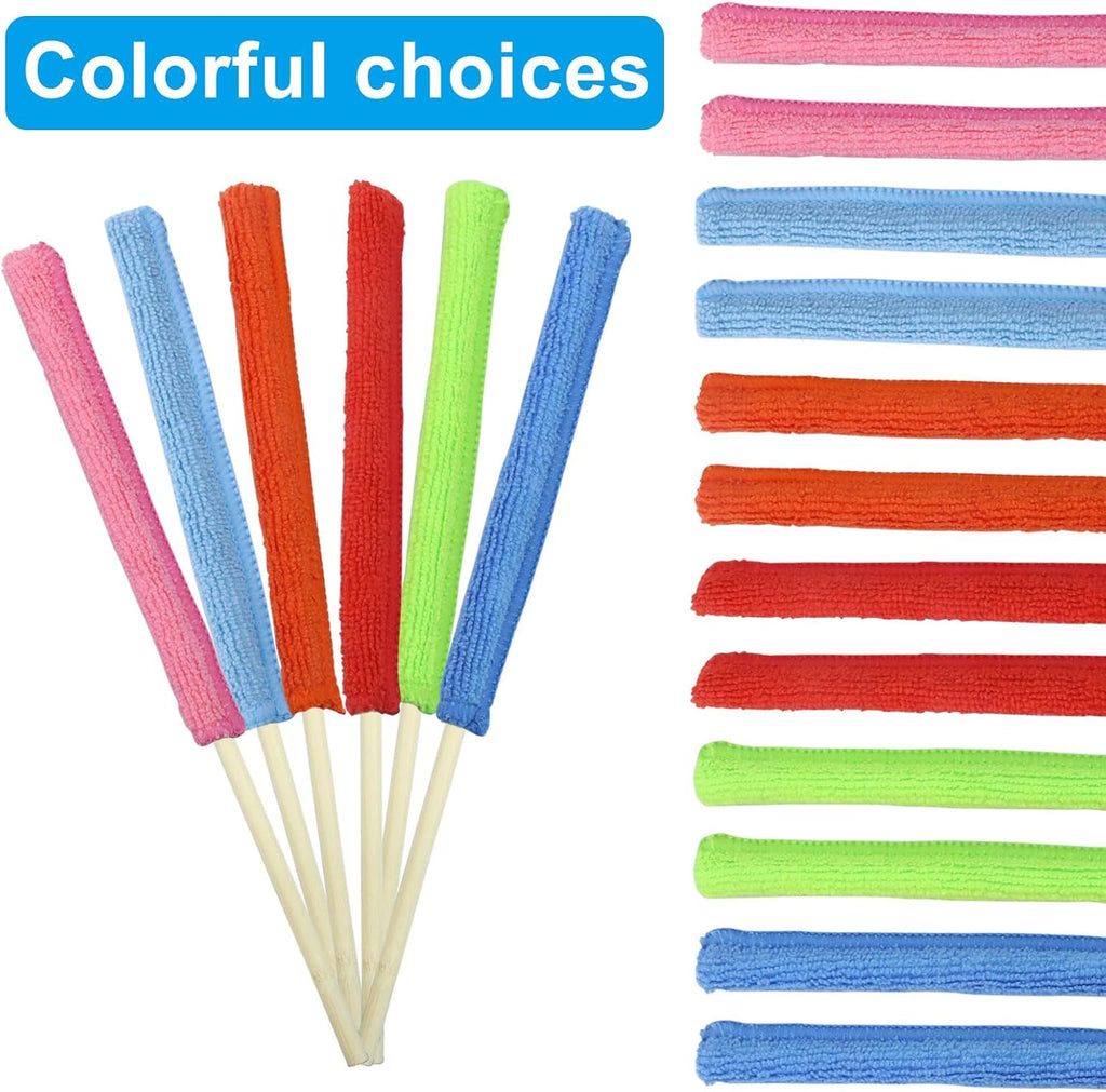 12 Pack Microfiber Detail Duster Sticks, Mini Dusters for Cleaning, Fan Cleaning Brush, Blinds Cleaner Tool, Crevice Cleaning Tool for Home/Car Window Blind