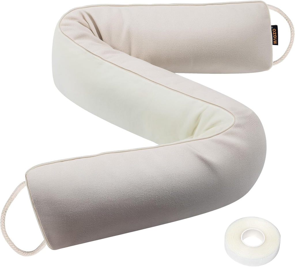 MAGZO Door Draft Stopper 32 Inch-Beige, Sound Proof Door Snake Draft Insulation Stopper with Hook Loops Weighted Blocker