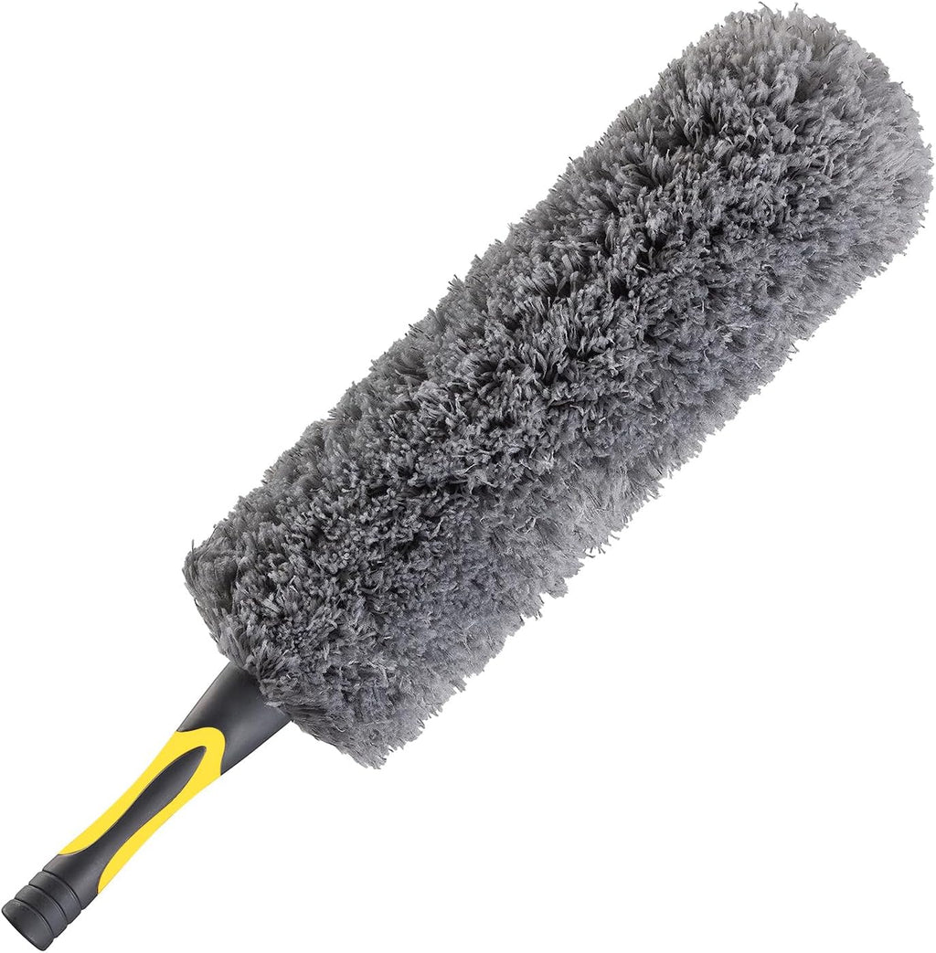 Flexible Microfiber Feather Duster, Electrostatic & Bendable Ceiling Fan Duster, Non-Slip Hand-Grip, Fits All Extension Poles with Standard US Acme Thread (Pole Sold Separately)