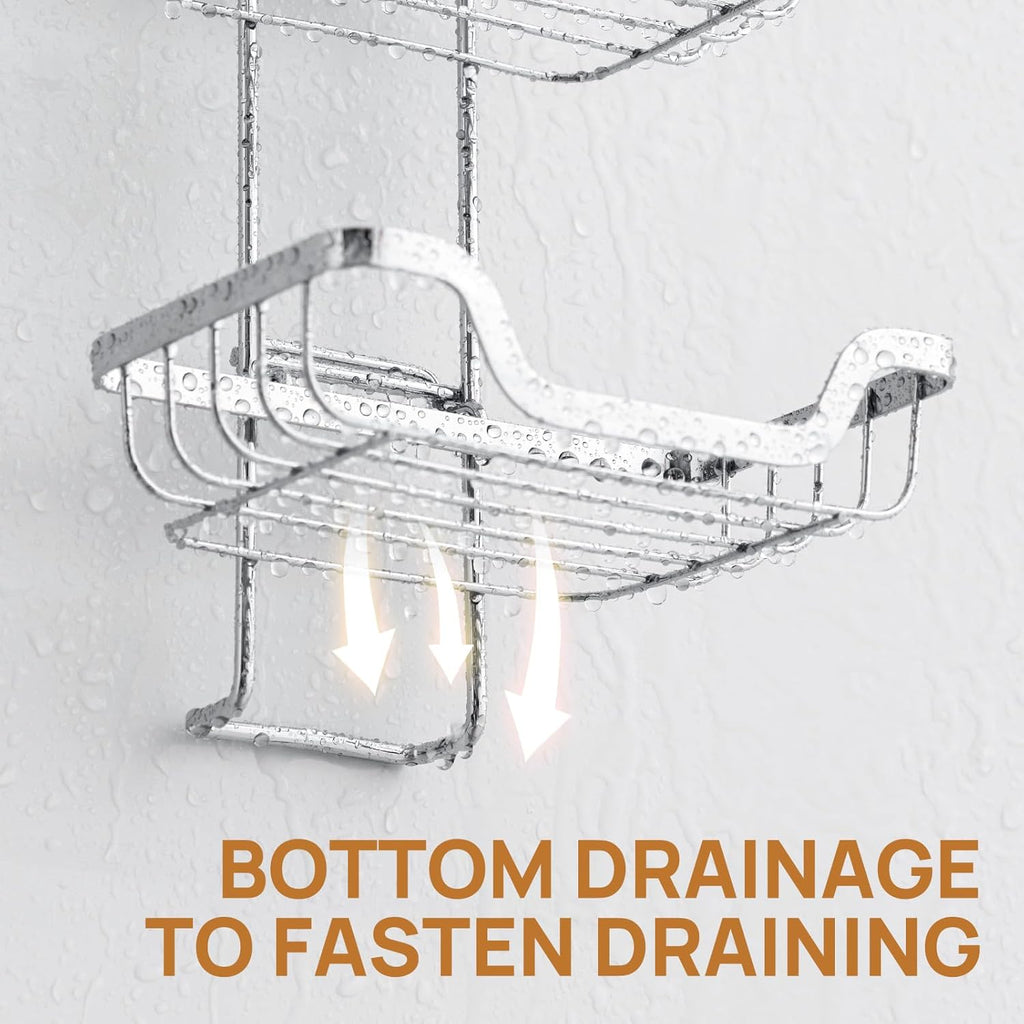 LEVERLOC 2 Tier Soap Holder, Soap Bar Dish for Shower Wall Mounted, Stainless Steel Suction Cup Sponge Holder for Bathroom Bathtub Kitchen Sink, Waterproof, Removable, Keep Dry, Silver