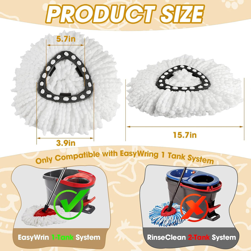 20Pack Spin Mop Replacement Heads, Microfiber Spin Mop Refills for EasyWrin 1-Tank System, 360° Microfiber Replacement Mop Head, Machine Washable Spinning Mop Replace Head for Easy Floor Cleaning