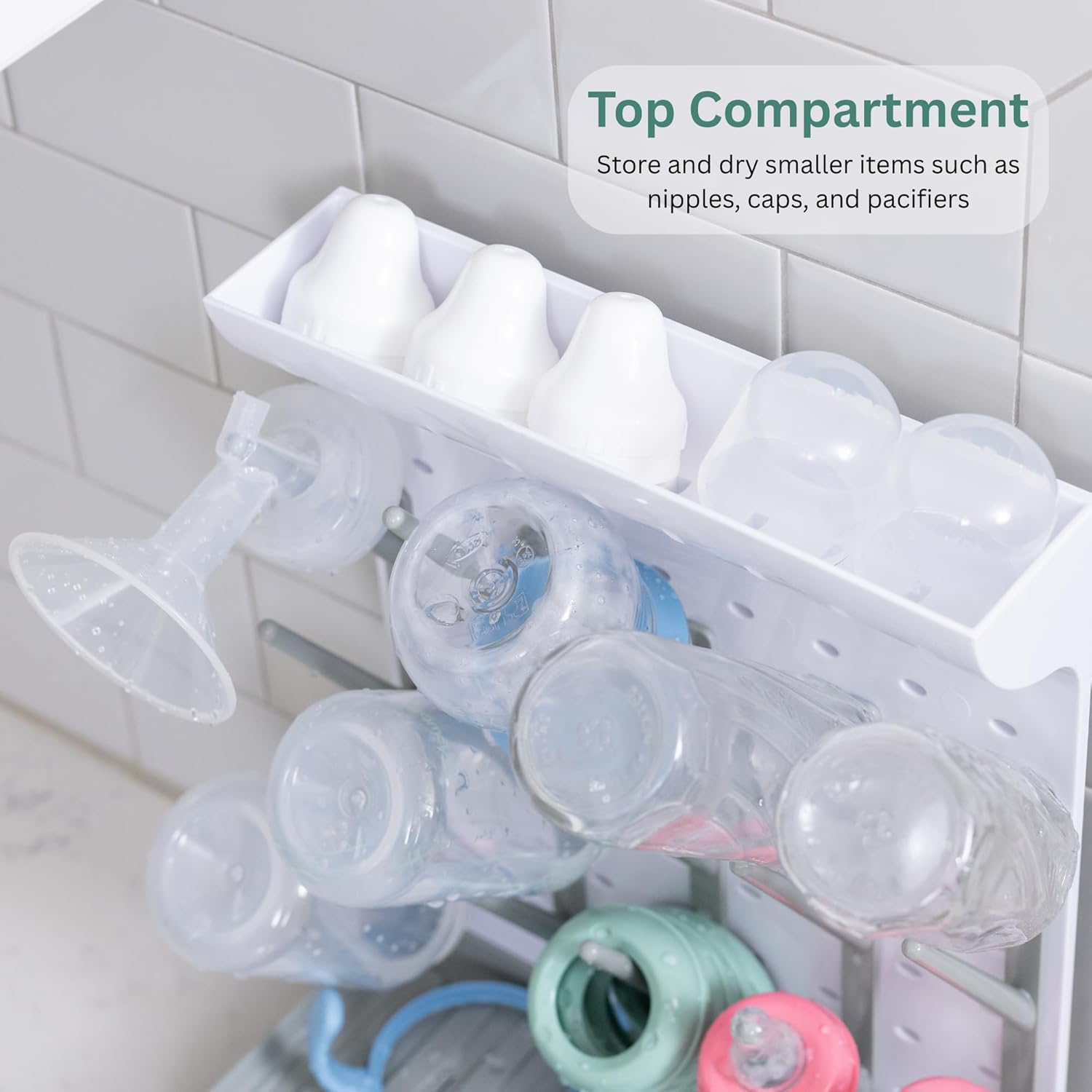 Baby Bottle Drying Rack – Large Vertical Bottle Dryer for 15 Bottles, Space-Saving Countertop Rack for Baby Bottles & Accessories, Compact Holder for Newborn Essentials