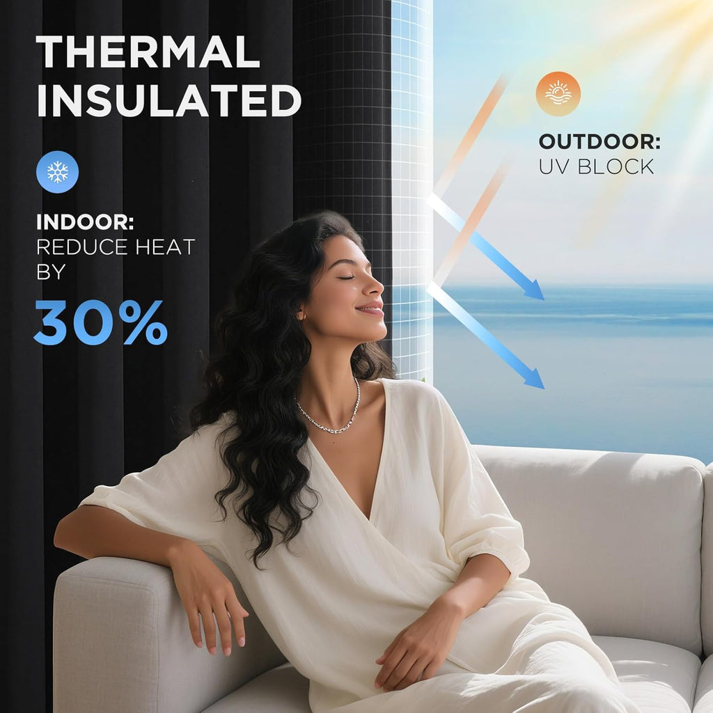 Joydeco Blackout Door Curtain for Doorway Privacy 84 Inches Long, Grommet Closet Curtain for Open Closet, Room Divider for Bedroom Living Room (Black, 52Wx84L, 1 Panel)