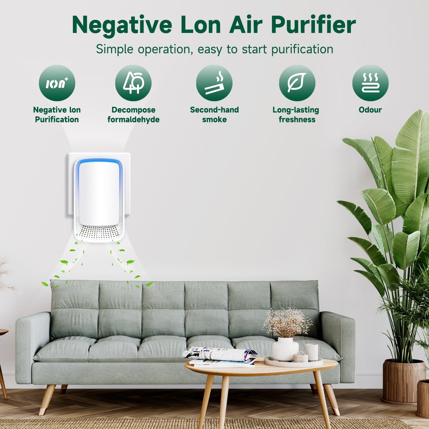 Air Ionizers for Home (3 Pack), Negative Ion Generator, Quiet Air Freshener for Bedroom, Office, Kitchen, Portable Air Filter Odor, Smoke Dust, Pets, Eliminator, Mini Air Cleaner