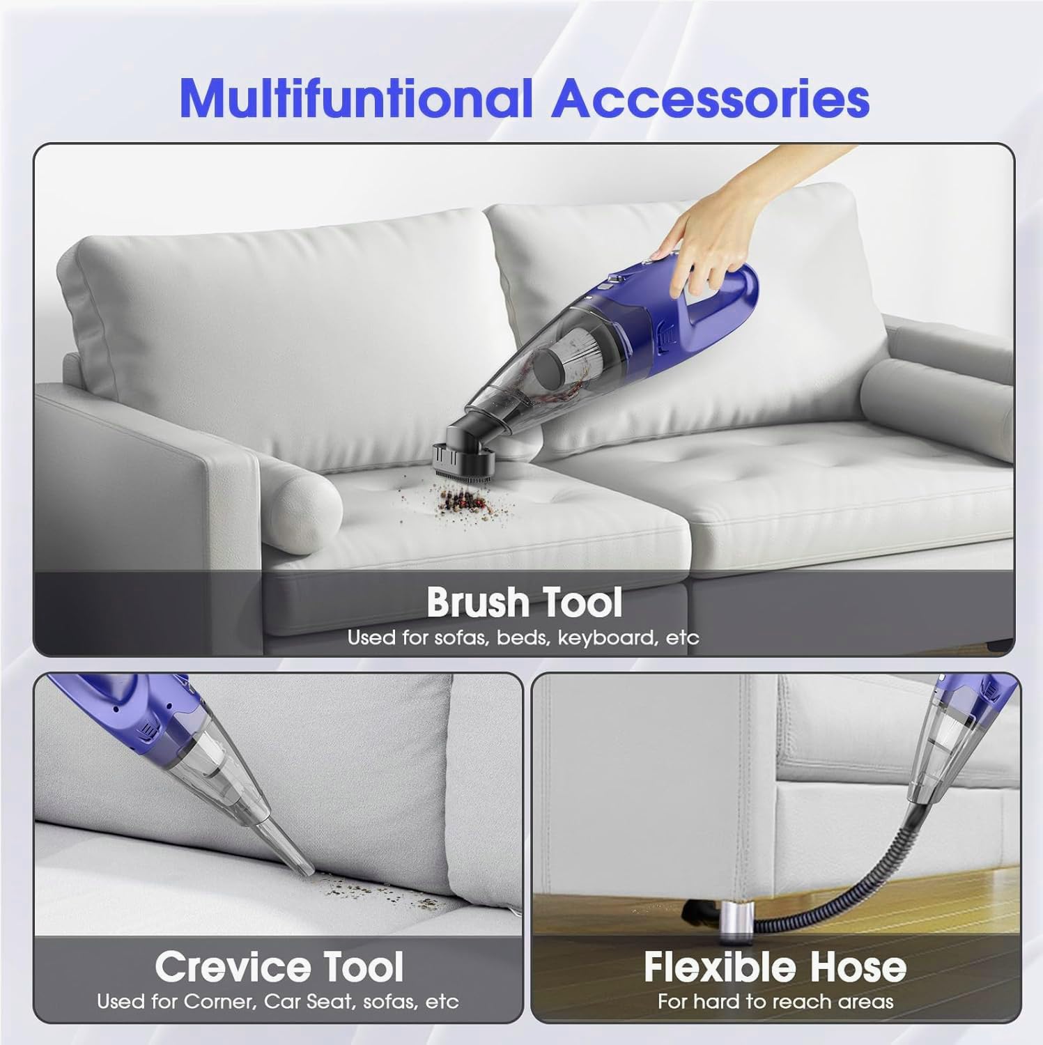 Handheld Vacuum Cordless Rechargeable – 6000Pa Mini Hand Held Vacuum, LED Light, 20–25 Mins Runtime, USB Charging, 500ML Cup – Lightweight Small Vacuum Cleaner Cordless for Car/Office/Home