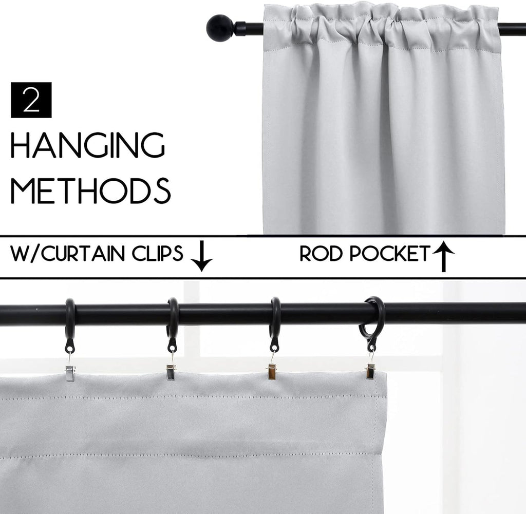 Pickluc Cafe Kitchen Curtains 36 Inches Long 2 Panels, Blackout Tier Curtains with Rod Pocket, Short Black Out Curtain for Small Window, 42" Wide and 36" Length, Set of Two, Greyish White