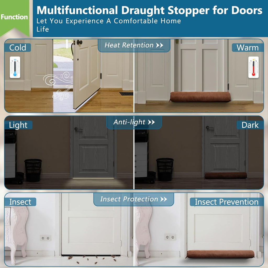 Triangle Under Door Draft Stopper 36 inch Weighted Draft Blocker Bottom Seal Noise Air Guard for Doors and Windows, Brown