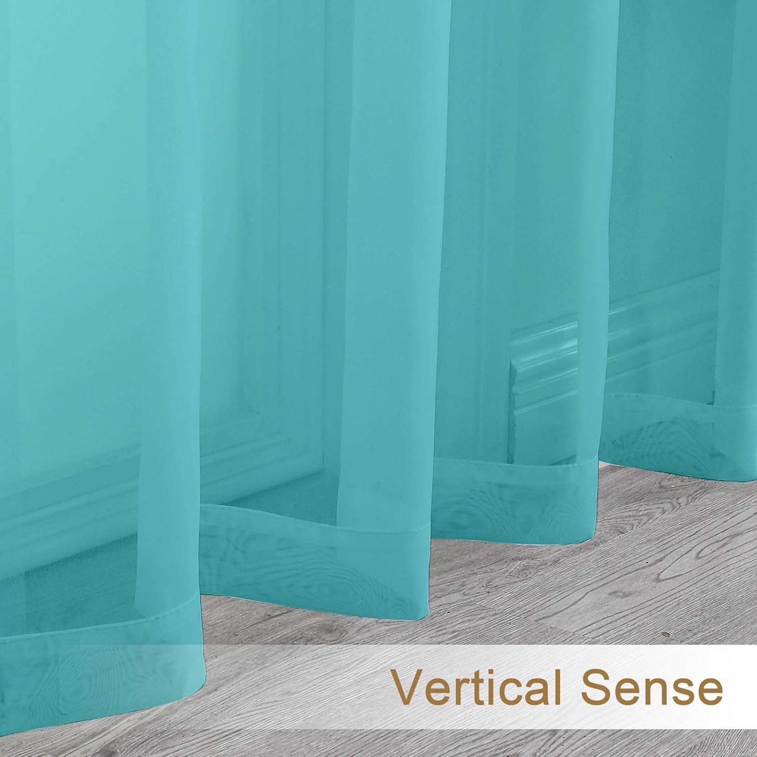 Chyhomenyc Sheer Turquoise Tier Curtains 24 Inch Length, Small Window Curtains Treatment for Bathroom Living Room Basement, Short Rod Pocket Cafe Curtain, 42W x 24L Inches, 2 Panels