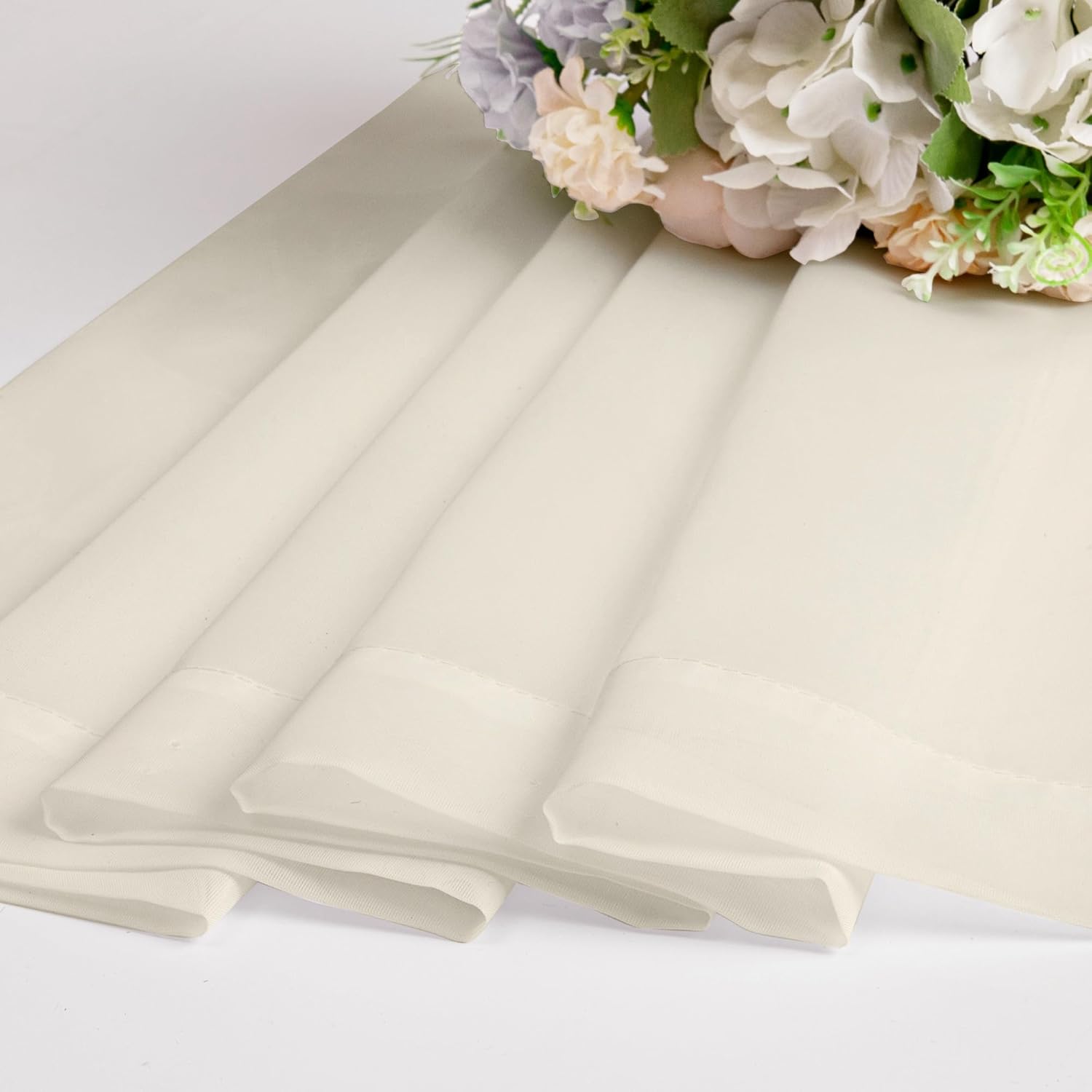 Chyhomenyc Cream Sheer Curtains 63 Inches Long 2 Panels Set- Light Filtering Curtains for Bedroom, Soft Airy Voile Rod Pocket Living Room Window Drapes, 42Wx63L Inches, 2 PCS