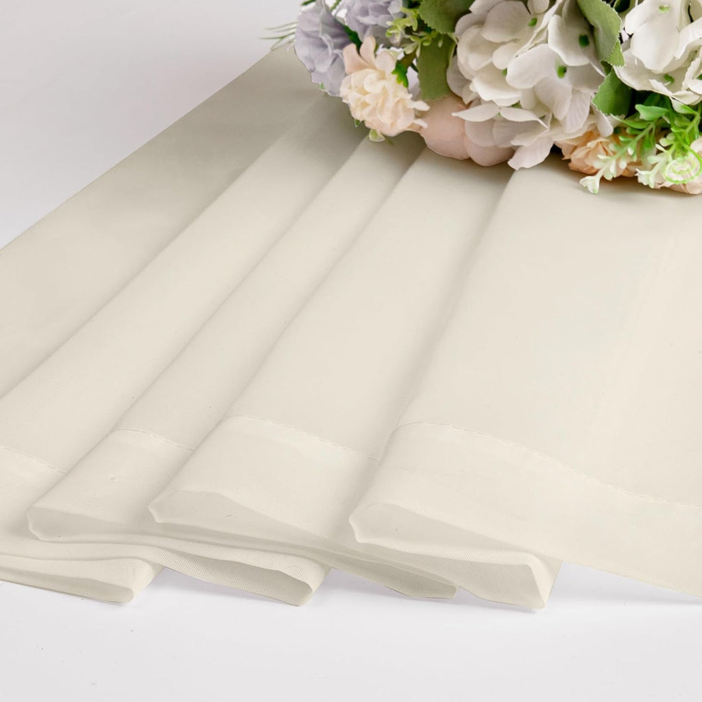 Chyhomenyc Cream Sheer Valances for Windows 2 Pack, Small Window Curtains for Living Room Bathroom Cafe Laundry Basement, Modern Top Dual Rod Pocket Voile Curtain, 42W x 14L inches