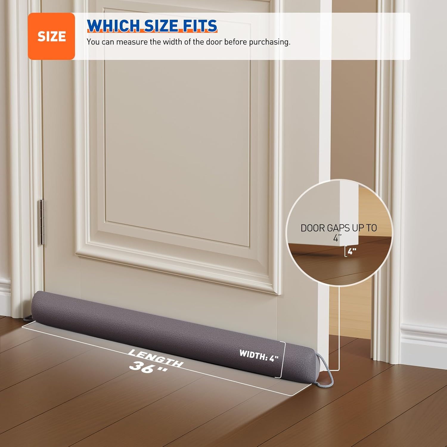 MAGZO Door Draft Stopper, 36 Inch x 2pcs Under Door Draft Blocker Noise Stopper, Weighted Wind Blocker Draft Guard for Bottom of Door, Gray