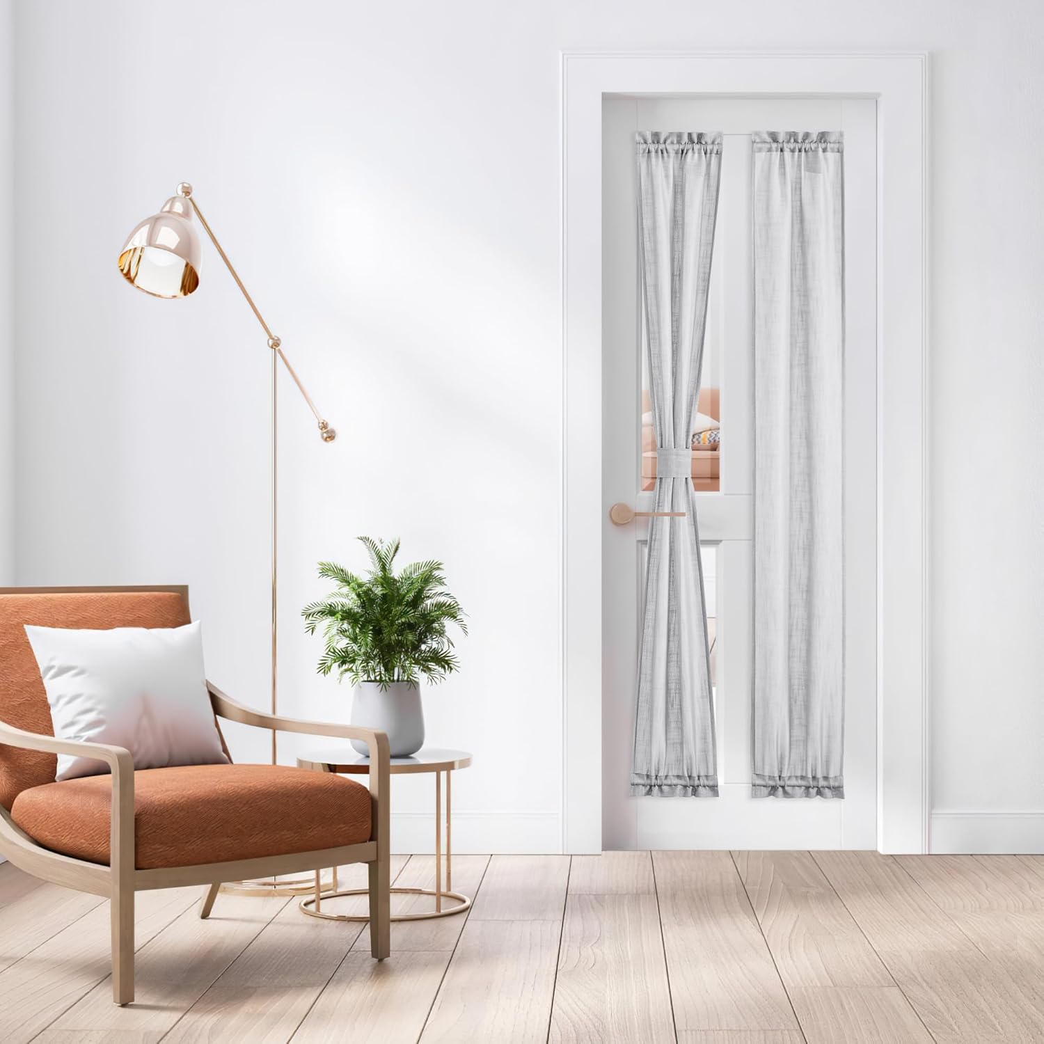 NICETOWN SidelightCurtains 72 Inches Long for Door Windows Linen Privacy Protect Light Filtering French Door Side Curtain Panels Bonus Adjustable Tie Back, 12x72 Inch Length, 1 Panel, Dark Grey