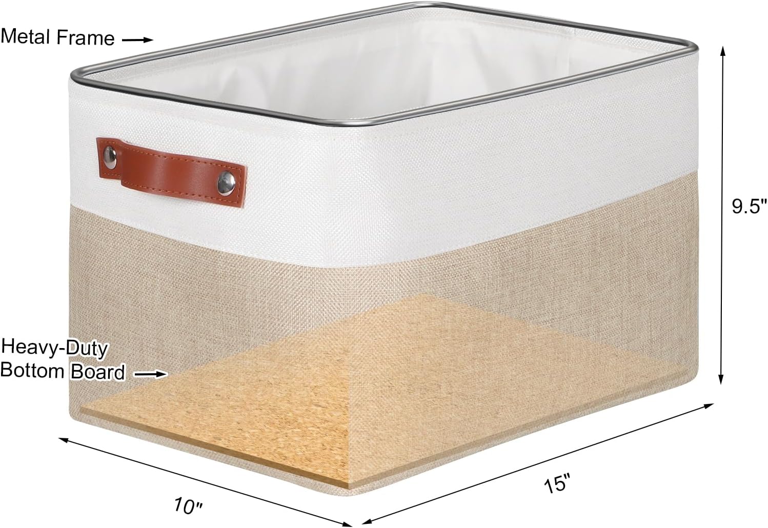 Univivi 15 inch Storage Baskets for Shelves with Handles Hard Bottom Closet Organizer Fabric Bins Large Organizer Basket for Closet Organizing (Khaki- 4 Pack )