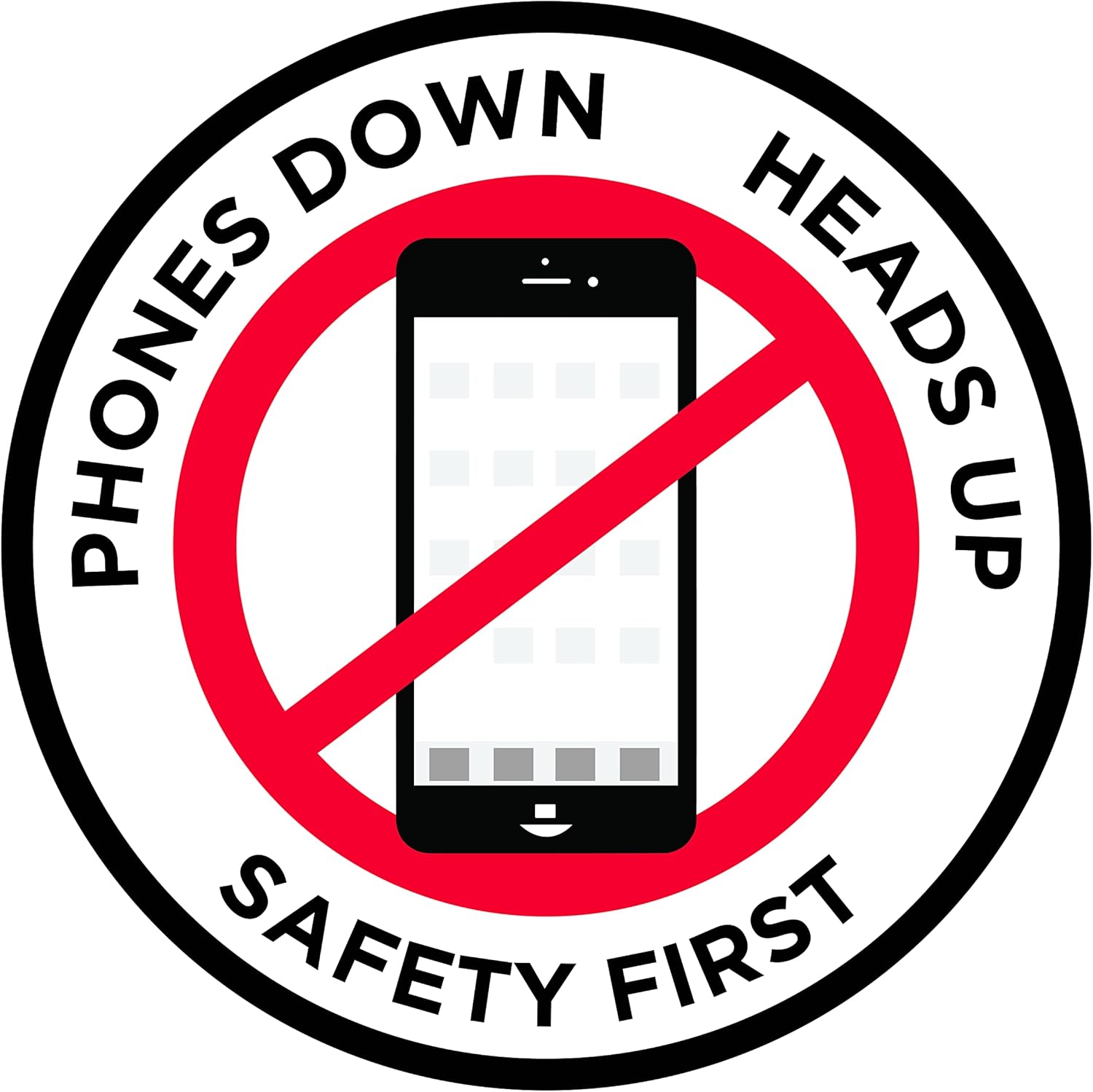 "Phones Down Heads Up" Safety Sign - Laminated Adhesive Floor Signs by Graphical Warehouse (22)