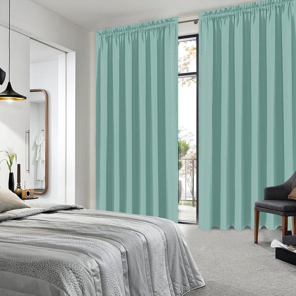 DWCN Blackout Curtains for Living Room Thermal Insulated, Energy Saving & Noise Reducing Bedroom Curtains, Sage Green, W 60x L 84 Inch, Set of 2 Rod Pocket Curtain Panels
