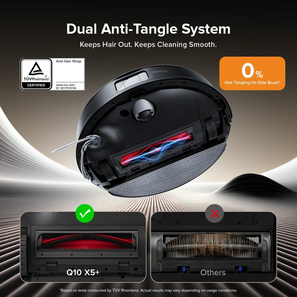 roborock Q10 X5+ Robot Vacuum and Mop, Self-Emptying, Hands-Free Cleaning for up to 7 Weeks, 10,000Pa Suction, Obstacle Avoidance, LiDAR Navigation, No-Go Zones, Black