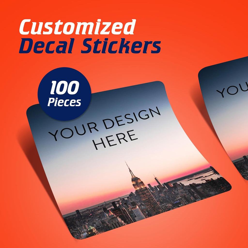 100 Custom Vinyl Stickers - Upload Your own Image, Text, Design, Logo - Personalized Logo Labels for Handmade, Packaging, Bottle, Jars, Candle, Brand Stickers (City, 3x3 Square)
