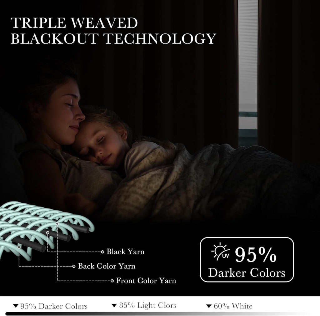 PONY DANCE Blackout Window Curtains - Thermal Insulated Light Block Home Decor Room Darkening Curtain Panels Window Treatments Noise Reducing for Bedroom, 42 by 72 inches, Mocha, Set of 2