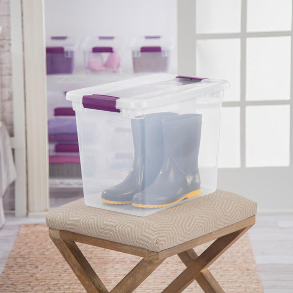 Sterilite 18-Pack ClearView Latch Box, Stackable Storage Organizer Bins for Home, 27 Quart