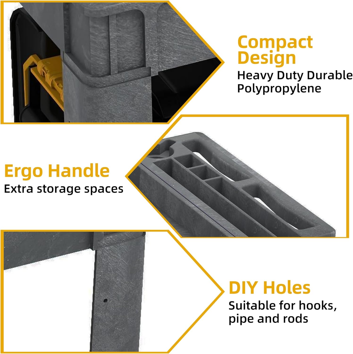 DWVO Service Utility Cart on Wheels, 45 X 25 in 550 LBS Heavy Duty Rolling Cart Plastic Work Cart for Warehouse Garage School & Office Cleaning