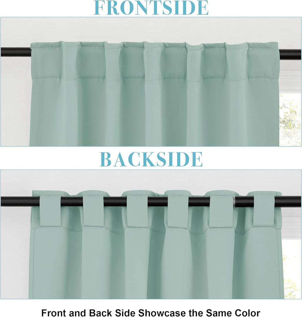 RYB HOME Bathroom Curtains Blackout - Thermal Insulating Privacy Small Window Curtains Short for Bedroom Basement Kitchen Kids Nursery Cabinet, Wide 42 x Long 30 inches, 2 Panels, Aqua